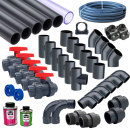 PoolConnect PVC 50mm Verrohrung Komplettset inkl. Bypass für Poolbau, Pooltechnik